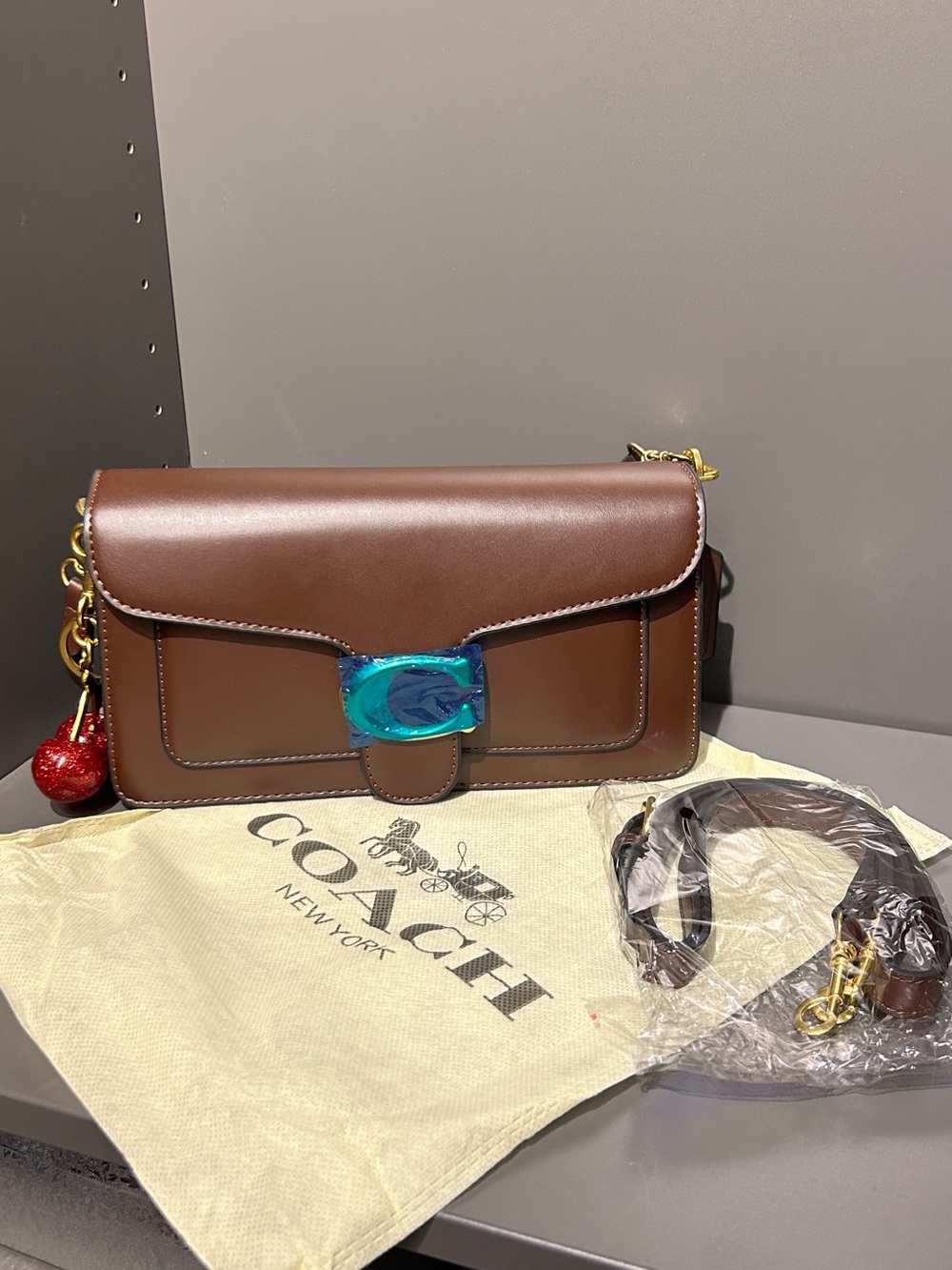 Brown Shoulder/crossbody bag & cherry 🍒 charm